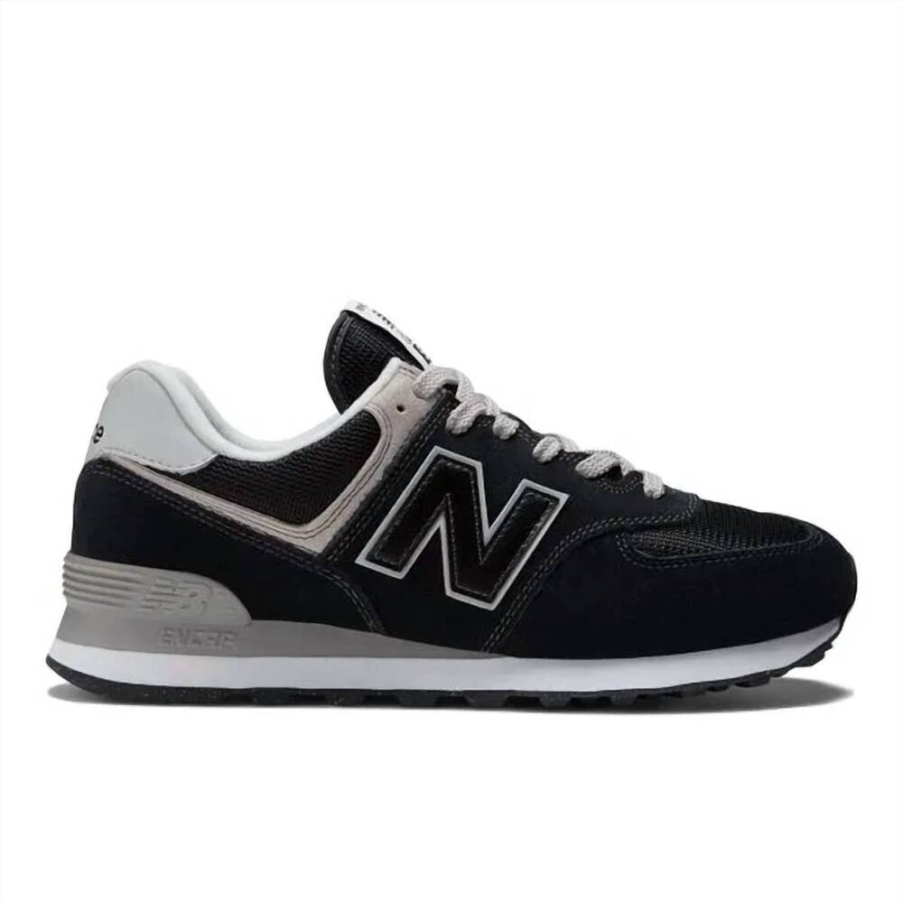 NEW NEW BALANCE men's evergreen 574 sneaker in black/white